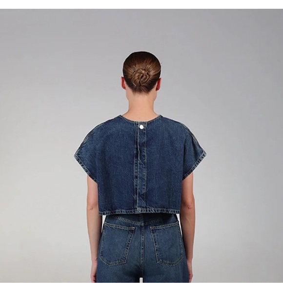 Etica Blue Crop Top - Aire Open Back Tee Terrance’s - Picture 2 of 5